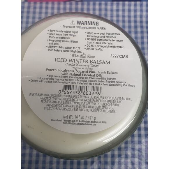 BBW Iced Winter Balsam Large 3 Wick Candle Holiday Home Fragrance Decor - Picture 2 of 2